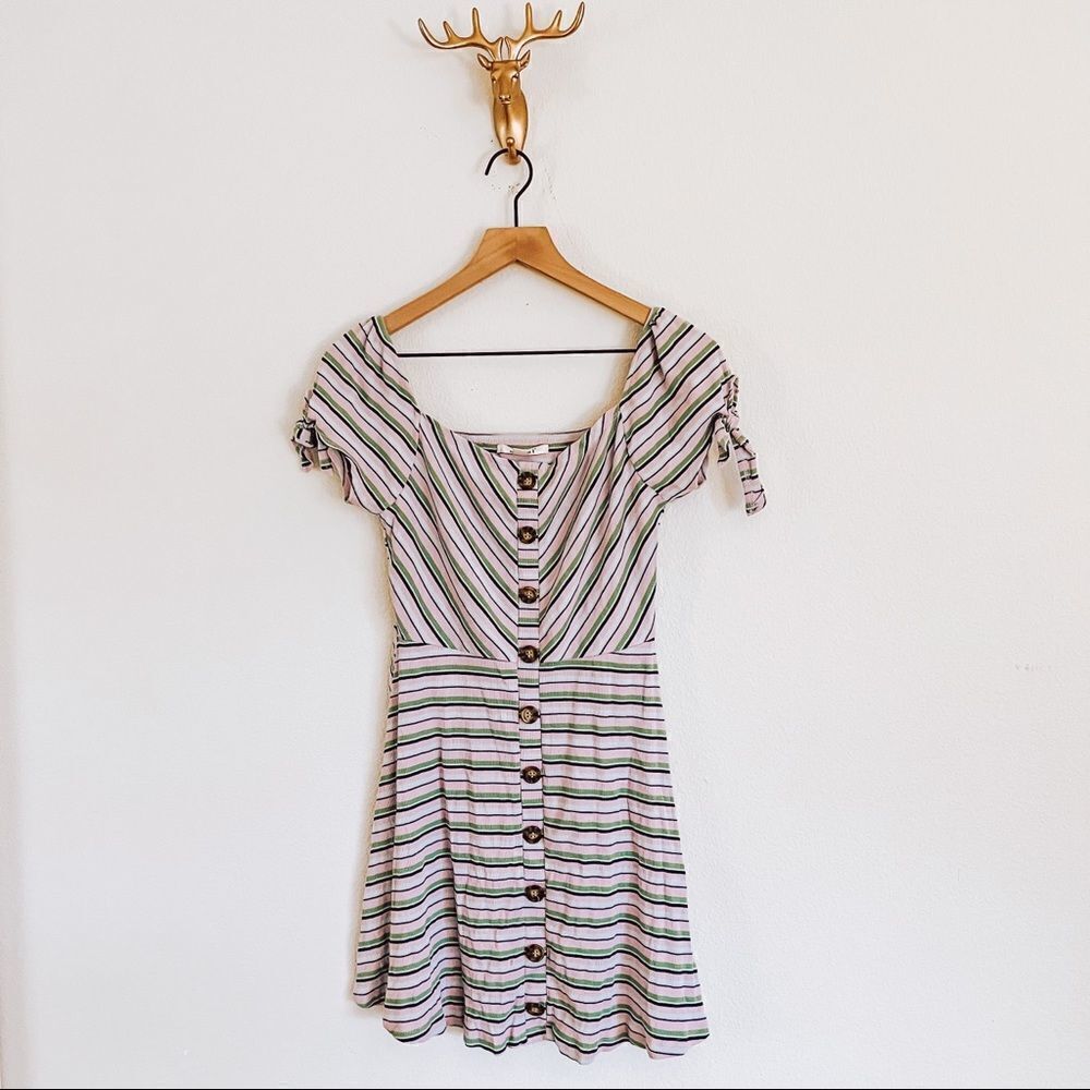 Miami striped Button Front Mini Dress Size Small